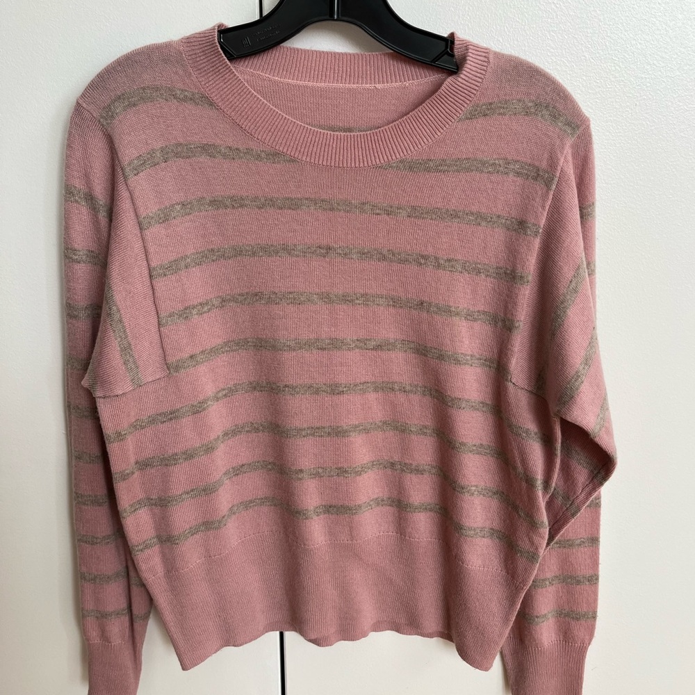 Splendid XS Pink Sweater with Grey Striping